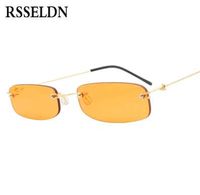 Wholesale RSSELDN Small Rimless Sunglasses Women Men Summer Black Red Pink Small Rectangular Sun glasses For women UV400 Retro Shades