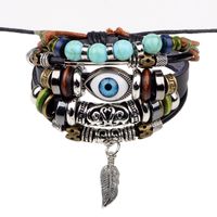 Wholesale Multilayer Devil s Eye Leather Bracelets With Beads for Women Mens Friend Gift Wristlet Adjustable Bracelet Drop Ship New Fashion