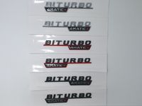 Wholesale 1pair Matte Black Chrome Turbo MATIC Biturbo matic Emblem Badge Fender Side Supercharge Logo Car Styling Sticker for Mercedes Benz