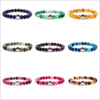 Wholesale 10 Style mm Colourful Natural Stone Beads Bracelets Dog Cat Footprint Paw Charms Bracelet Pet Lover Strench Jewelry