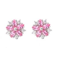 Wholesale 925 Silver Stud Earrings Women Jewelry Sakura Flower with Piercing Pink Cubic Zirconia CZ Cute Ear Decoration E130PC