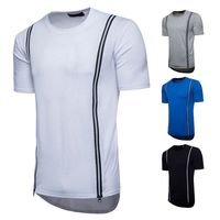 Wholesale Men s T Shirts Trends Men T Shirts Summer Black White Hip HOP Zipper Design Tees Short Sleeved Cotton Tops