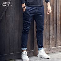 Wholesale Enjeolon Brand Top New High Quality Full Length Jeans Men Fashion Slim Straight Jeans Clothes Males Causal Pants