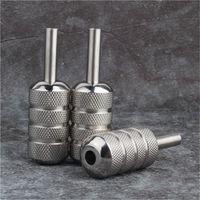 Wholesale YILONG High Quality Tattoo Grips mm Silver Knurled Stainless Steel Tattoo Machine Grip Tube Supply Tattoo Body Art