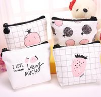 Wholesale Strawberry pomegranate Canvas Purse Women Cloth Coin Wallet Portable Mini Wallets Zip Coin Key Bags wedding birthday party favor gift