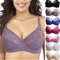 Wholesale Womens Lager Bosom Lace Perspective Bra Sexy Lingerie Underwire Embroidery Floral Bralette Plus Size Brassiere B C D Dd E F Cup