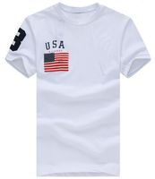 Wholesale Summer Men s T Shirts USA Flag With Big Pony Cotton T Shirt O Neck Sport Tees Top Navy Blue White Red S XXL