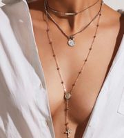 Wholesale Fashion Jewellery Bohemian Style Sexy Exaggeration Necklace Virgin Cross Pendant Long Clavicle Necklace for Women