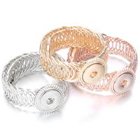 Wholesale New Snap Bangles Jewelry Rose Gold Snap Cuff Bracelets Metal Button Charms Jewelry Bracelet For Women ZE052
