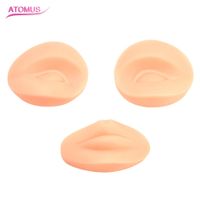 Wholesale 3pcs set Permanent Tattoo Makeup d Tattoo Practice Skin Mannequin Head With Inserts Cosmetic Eyebrows And Lip tattoo Fake Skin