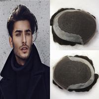 Wholesale Swiss Lace with Skin Poly Mens Topuee Lace Front Men Wig Replacement System Human Hair Durable Hairpieces Toupee For Men Many Sizes Colors