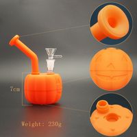 Wholesale Smoking water pipe Glass Bong Halloween pumpkin Water Pipe unbreakable silicone filter plastic double deck filter silicone pipe