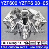 Wholesale Body For YAMAHA YZF YZF R6 YZF R6 Bodywork HM YZF R YZF600 YZFR6 Black flames silver Fairings Kit