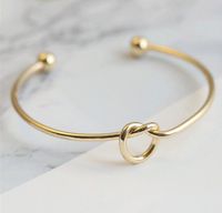 Wholesale Europe And United States Bangle Metal Sliver Rose Gold Color Jewelry Simple Wind Bracelet Personalized Knot Gifts Bracelet Tie Unisex