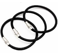 Wholesale 10PCS Fashion Fashion Men s Stainless Steel Clasp Black Real Leather Charms Bracelets Jewelry DIY