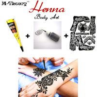 Wholesale Mehndi Henna Set Cone Bottle Stencil Indian Women Fashion Temporary Tattoo Waterproof Safe