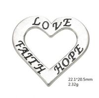 Wholesale 2021 Positive love faith hope heart engraved charm Other customized jewelry