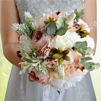 Wholesale 2019 Marriage Red Pink White Wedding Flowers Purple Wedding Bridal Bouquets Artificial Wedding Bouquets for Brides Bridal Bouquet