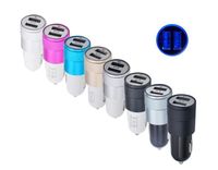 Wholesale USB car charger with Volt Amp metal dual USB car charger USB Car adpter for iPhone Samsung Galaxy Android HTC