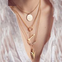 Wholesale IPARAM summer style layer arrow design necklace pendant charm gold choker necklace women jewelry