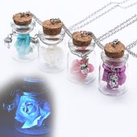 Wholesale 2019 Trendy Fresh Women Flower Necklace Luminous Glass Bottles Pendant Chain Chic Sand Fashion Jewelry necklace