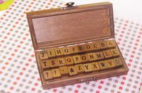 Wholesale DIY Letter Alphabet Stamp Vintage Teach Wooden Alphabet Stamps Set Number Rubber Stamp Set Wooden Box