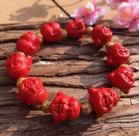 Wholesale Taiwan natural primary colors cinnabar Buddha head bracelet men s and women s DIY beads