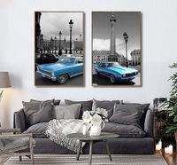 Wholesale Modern Blue Red Yellow Car Wall Picture Grand Building Painting On Canvas Prints unframed Poster Children Room Decor