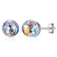 Wholesale Sterling Silver Aurora Borealis Faceted mm Crystal Ball Stud Earrings