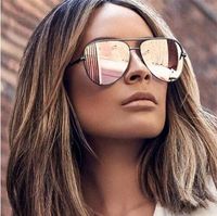 Wholesale Pink Sunglasses Silver Mirror Metal Sun Glasses Pilot Sunglasses Women Men Shades Top Fashion Eyewear Lunette