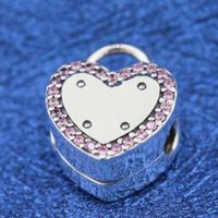 Wholesale New S925 Sterling Silver Lock Your Promise Clip Charm Bead Fits European Pandora Jewelry Bracelets and Pendant