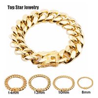 Wholesale 8mm mm mm mm mm mm Stainless Steel Bracelets K Gold Plated High Polished Miami Cuban Link Men Punk Curb Chain Butterfly Clasp