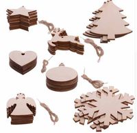 Wholesale 10PCS Snowflake Star Santa Claus Boots Bells wood Christmas Tree Hanging Wooden Ornaments Party Christmas Decorations for Home