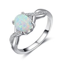 Wholesale 2 Mix Design Solid Sterling Silver Ring opal and cz diamond Stones Jewelry US Size Wonderful Women Gift with big stone