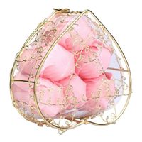Wholesale 6pcs Artificial Rose Soap Flower Petal with Iron Basket Valentine Mothers Day Wedding Gift Roses Flowers