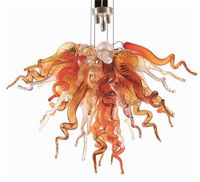 Wholesale Pendant Lamps Amber Hand Blown Glass Chandeliers Modern Flower Shape Crystal Chandelier Contemporary Ceiling Lights Indoor Lighting