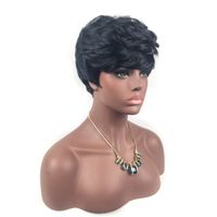 Wholesale HOTKIS Human Hair Black Short Curly Wigs Afro Curly Wigs Glueless Wigs for Women can be washed and curled