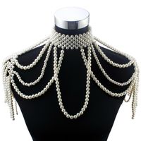 Wholesale Long Bead Chain Chunky Simulated Pearl Necklace Body Jewelry for Women Costume Choker Pendant Statement Necklace New