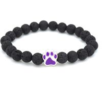 Wholesale 10 Colors Dog Paw mm Black Lava Stone Beads strand Bracelet Essential Oil Diffuser Bracelets Volcanic Rock Footprint Beaded Hand Strings