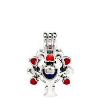 Wholesale Silver Enamel Red Beauty Life Tree Oysters Pearl Beads Cage Locket Pendant Aromatherapy Perfume Essential Oils Diffuser