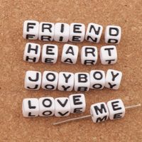 7 mm blanc perles noir lettre 100 set de 26 alphabet lettre de a à z cube