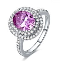 Wholesale ForeverBeauty Women Fashion Jewelry ring CT CT Oval Pink Diamond Stone Sterling Silver Engagement Wedding Ring Gift
