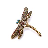 Wholesale New Fashion Jewelry Accessories Vintage Lovely Dragonfly Crystal Scarf Lapel Pin Brooches For Women Girl