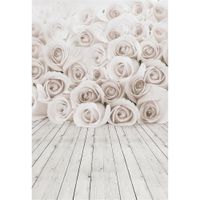 Wholesale Digital Printed D White Roses Wall Wedding Floral Backdrops for Photography Flowers Baby Children Photo Studio Backgrounds Wooden Floor