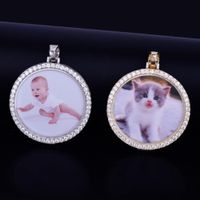 Wholesale Custom Made Photo Medallions Necklace Pendant With Rope Chain Gold Silver Color Cubic Zircon Men s Hip hop Jewelry