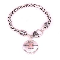 Wholesale Breast Cancer Awareness Pink Ribbon Sisters Friends Daughters Mothers We Are In This Together Charm Wheat Link Leather Chain Bracelets