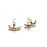 Wholesale Fan Shaped Elegant Cute Small Pearl Alloy Stud Earring Detachable Fashion Sweet Stud Earring