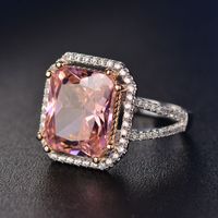 Wholesale S925 Rings For Women Sterling Silver Pink Big Square Topaz Diamant Fine Jewelry Bridal Wedding Engagement Ring Luxury Bijoux
