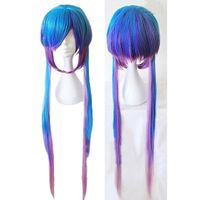 Wholesale Womens Straight Two Tone Costume Cosplay Wigs Long Gradient Purple Blue