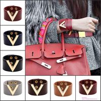 Wholesale Mix Colors Europe And The Big Leather Bracelet Simple All Match MS OL V Word Wide Leather Bracelet for women